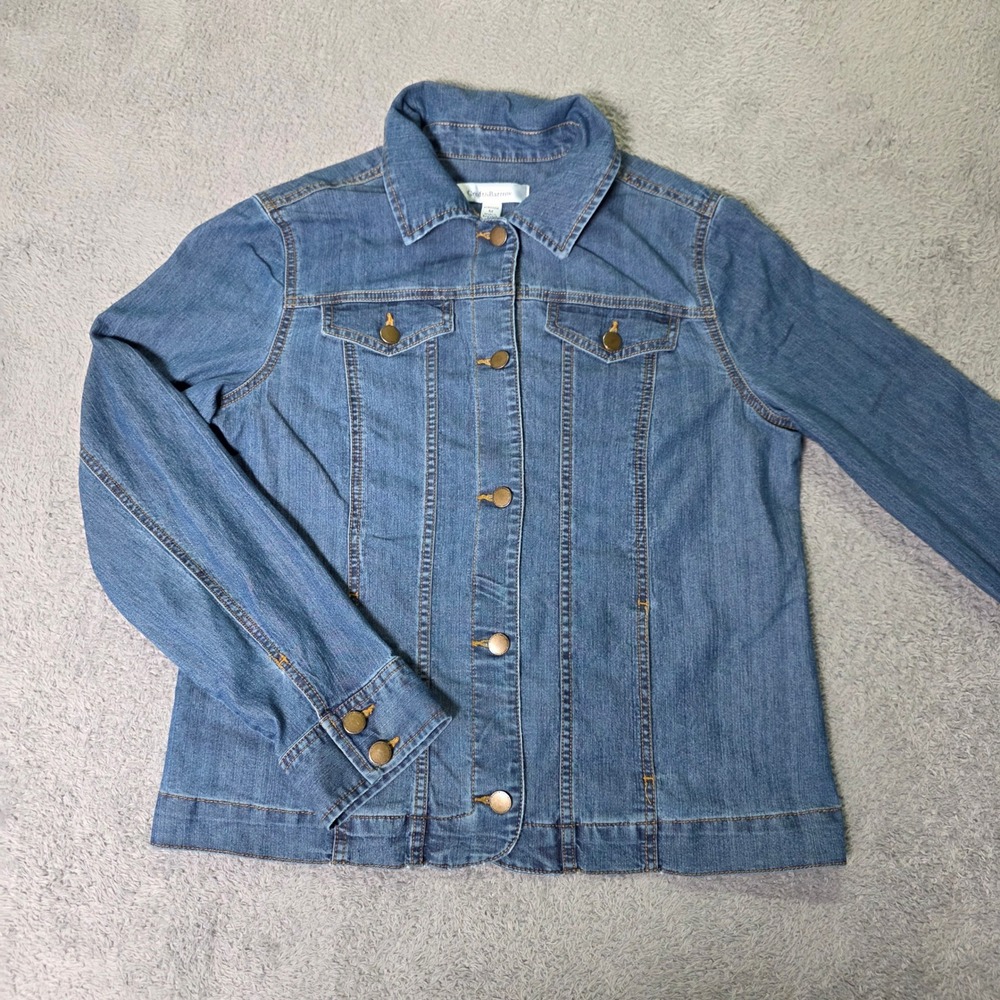 Croft & Barrow Womens M Denim Jacket Blue Stretch Button Front Medium Wash 5610